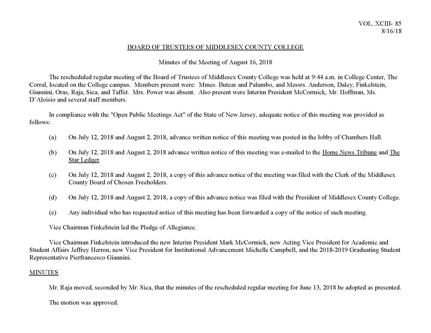 Board of Trustees Meeting Minutes August 2018 - Page 1