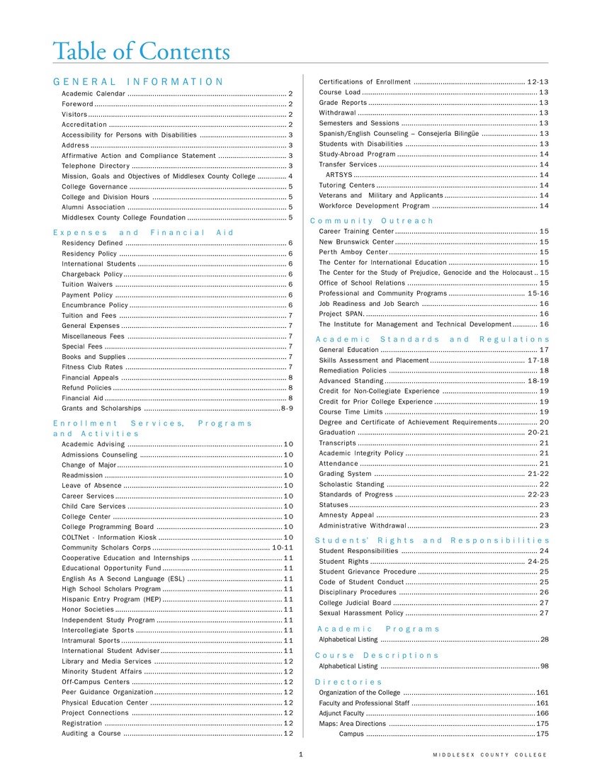 2001 – 2003 Course Catalog - Page 1