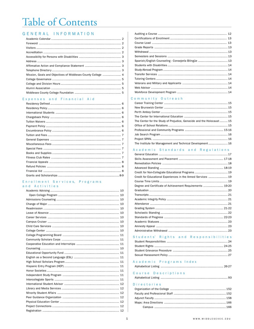2003 – 2005 Course Catalog - Page 1