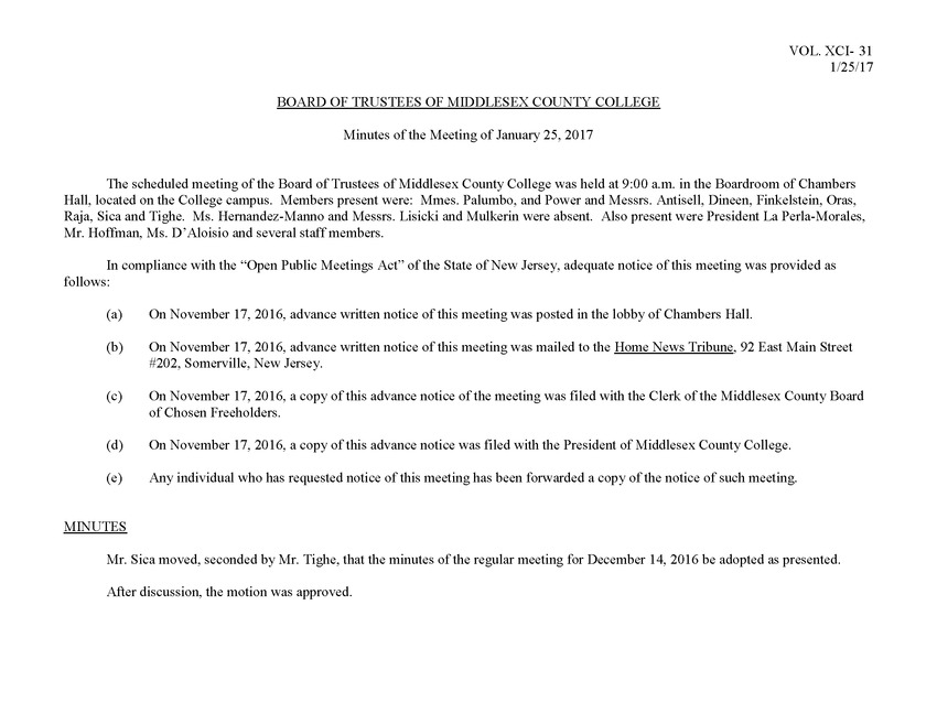 Board of Trustees Meeting Minutes January 2017 - Page 1