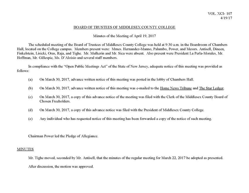 Board of Trustees Meeting Minutes April 2017 - Page 1