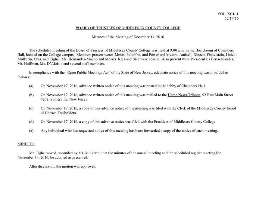 Board of Trustees Meeting Minutes December 2016 - Page 1