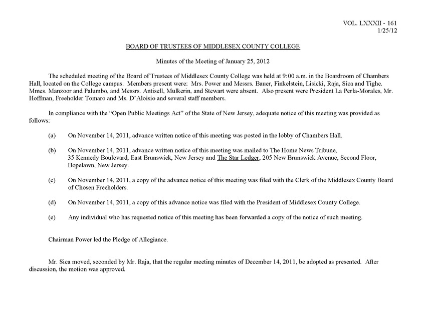 Board of Trustees Meeting Minutes January 2012 - Page 1