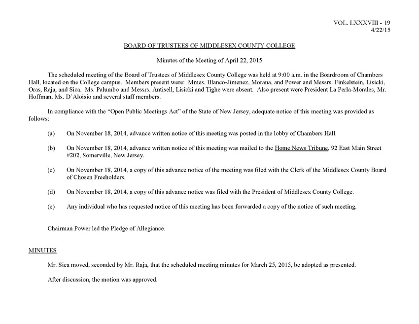 Board of Trustees Meeting Minutes April 2015 - Page 1