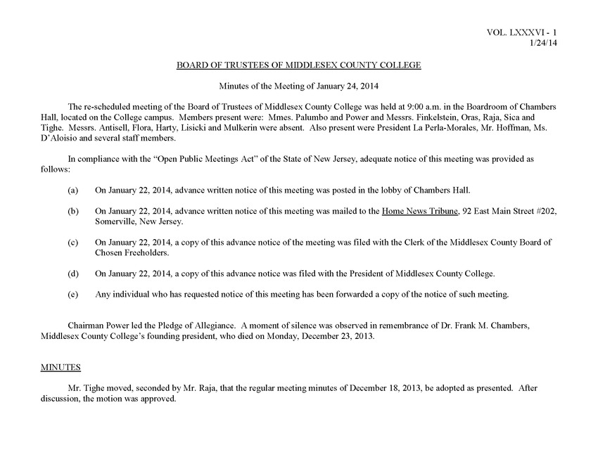 Board of Trustees Meeting Minutes January 2014 - New Page