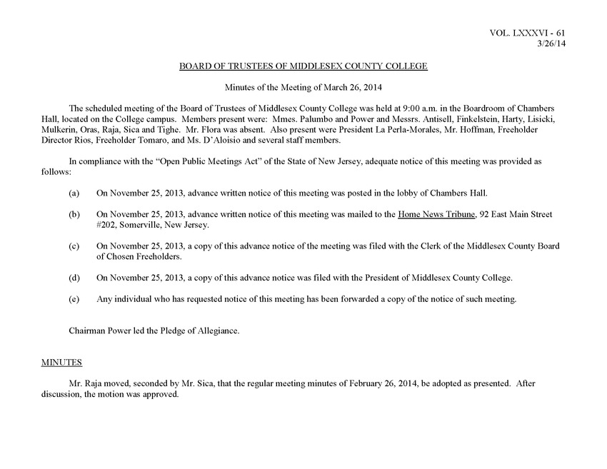 Board of Trustees Meeting Minutes March 2014 - Page 1