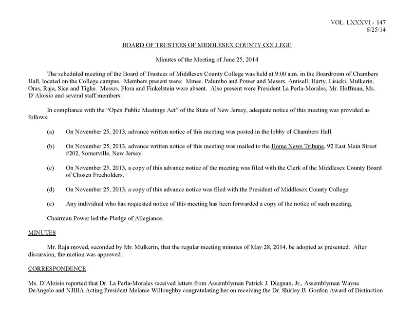 Board of Trustees Meeting Minutes June 2014 - Page 1