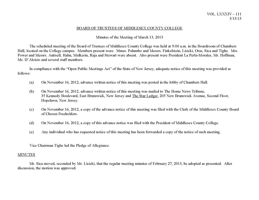 Board of Trustees Meeting Minutes March 2013 - Page 1