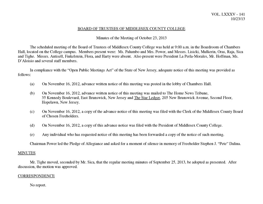 Board of Trustees Meeting Minutes October 2013 - Page 1