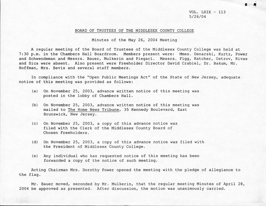 Board of Trustees Meeting Minutes May 2004 - Page 3