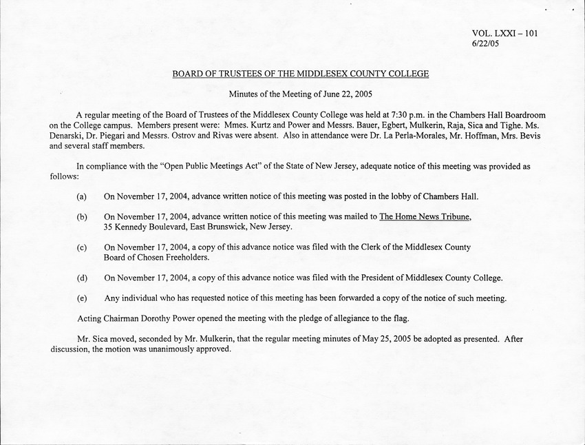 Board of Trustees Meeting Minutes June 2005 - New Page