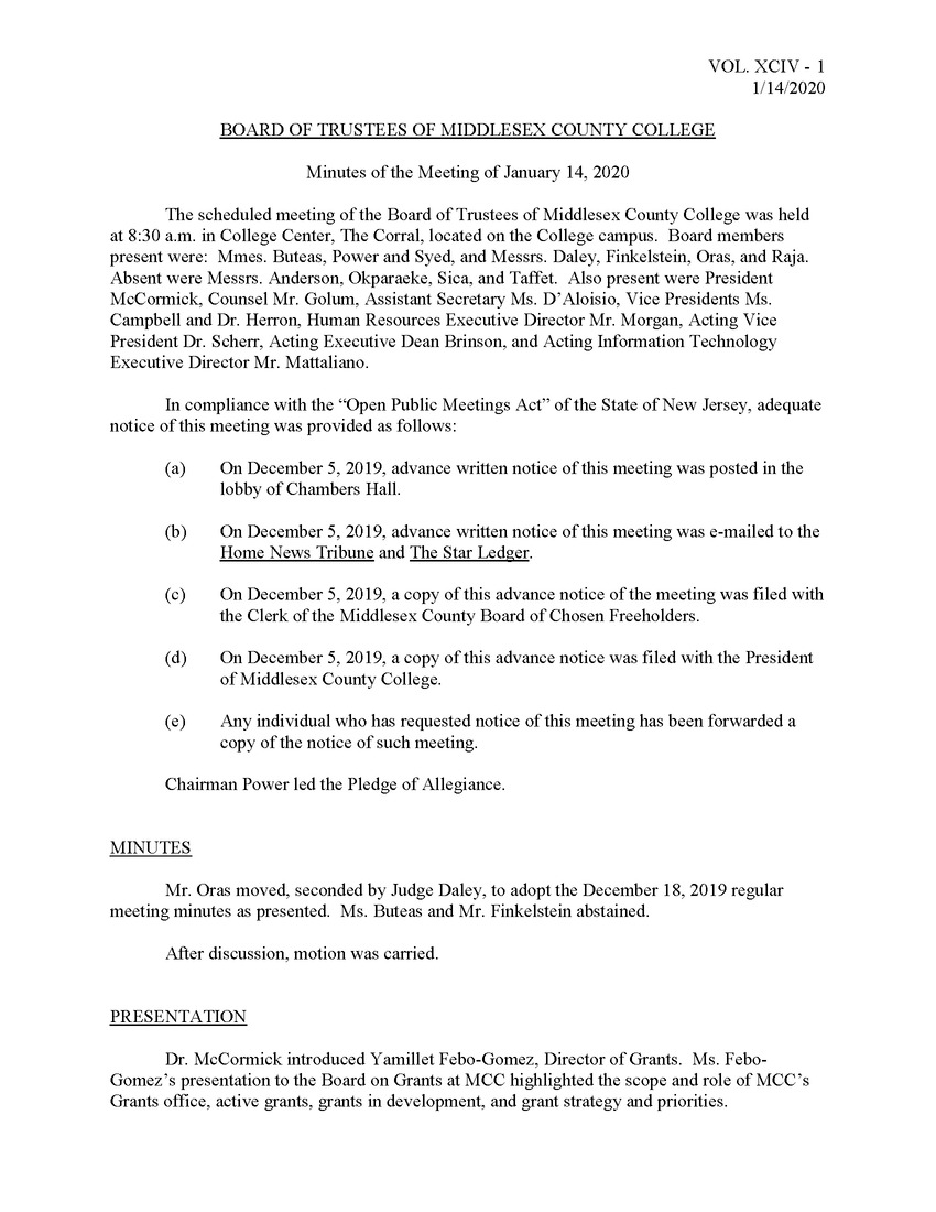Board of Trustees Meeting Minutes January 2020 - New Page