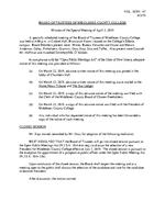 Board of Trustees Meeting Minutes March 2019 Special Meeting