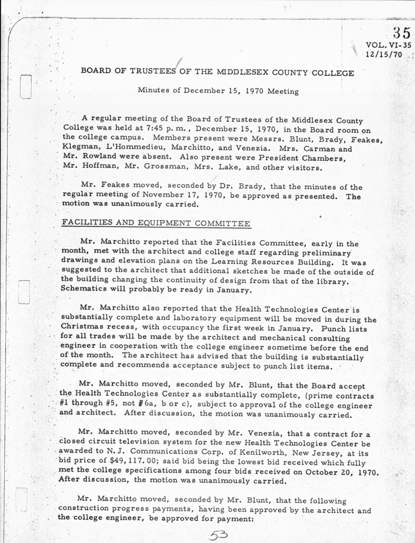 Board of Trustees Meeting Minutes December 1970 - New Page