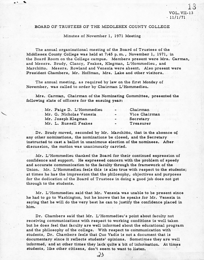 Board of Trustees Meeting Minutes November 1971 - New Page