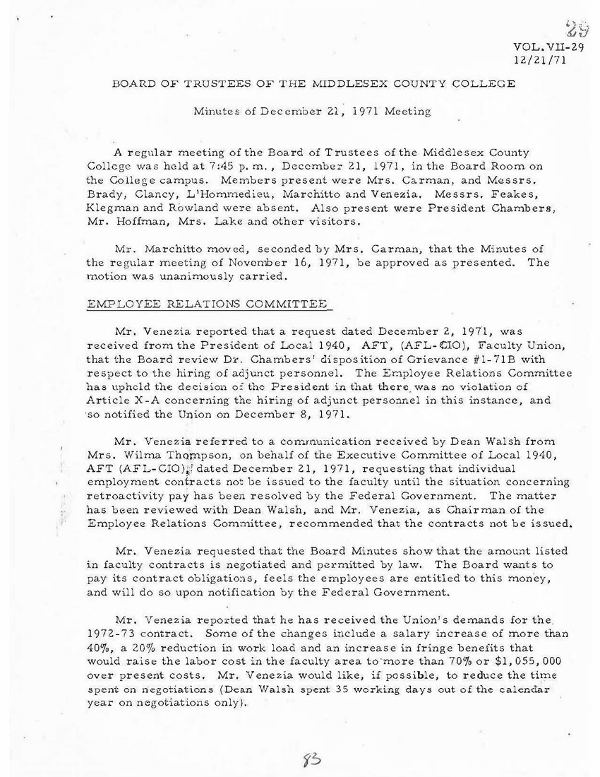 Board of Trustees Meeting Minutes December 1971 - New Page