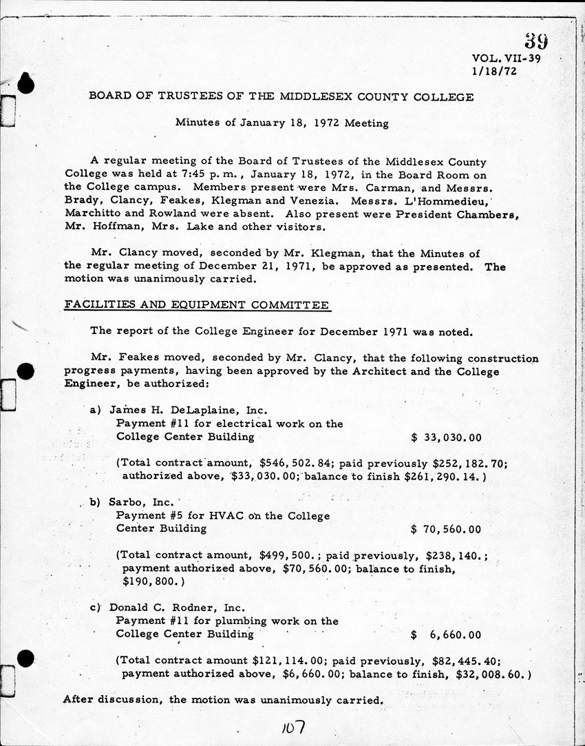 Board of Trustees Meeting Minutes January 1972 - New Page