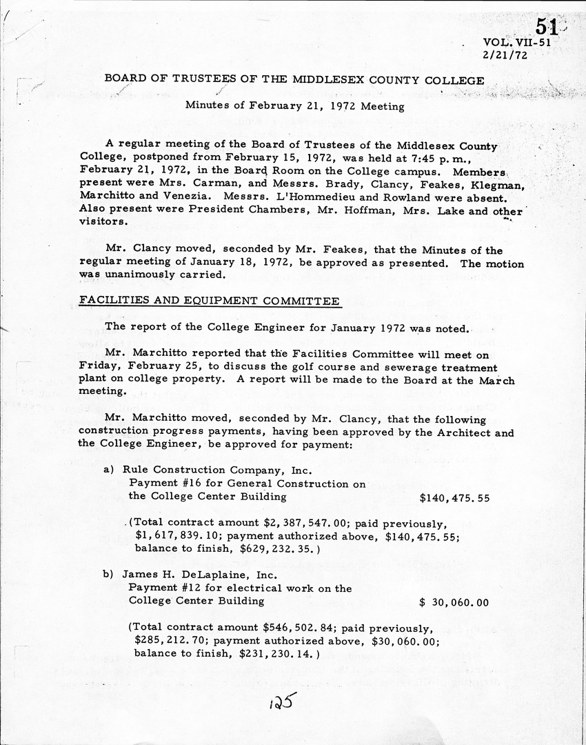 Board of Trustees Meeting Minutes February 1972 - New Page