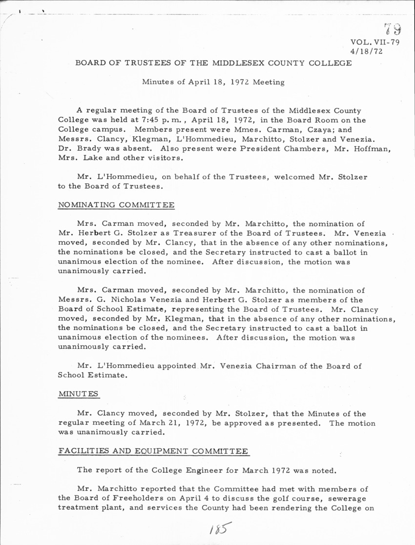 Board of Trustees Meeting Minutes April 1972 - New Page
