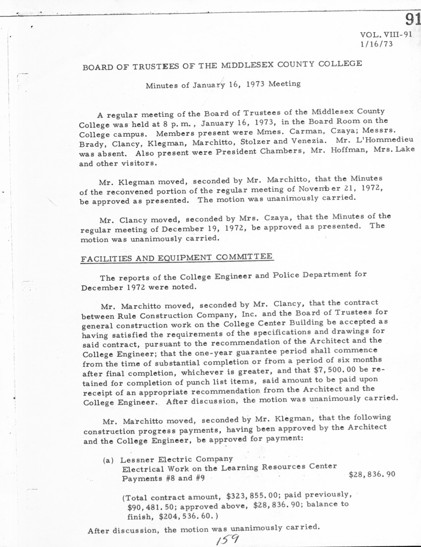Board of Trustees Meeting Minutes January 1973 - New Page
