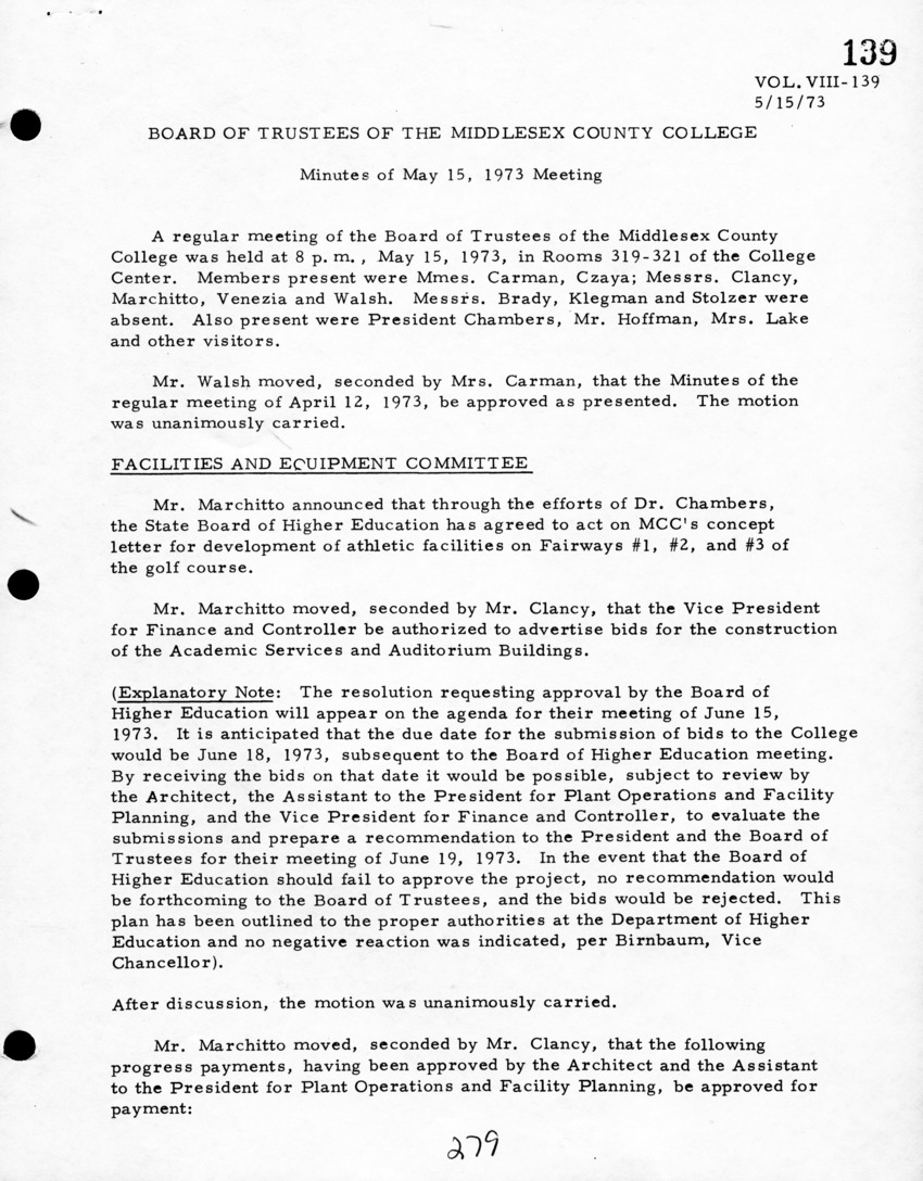 Board of Trustees Meeting Minutes May 1973 - New Page