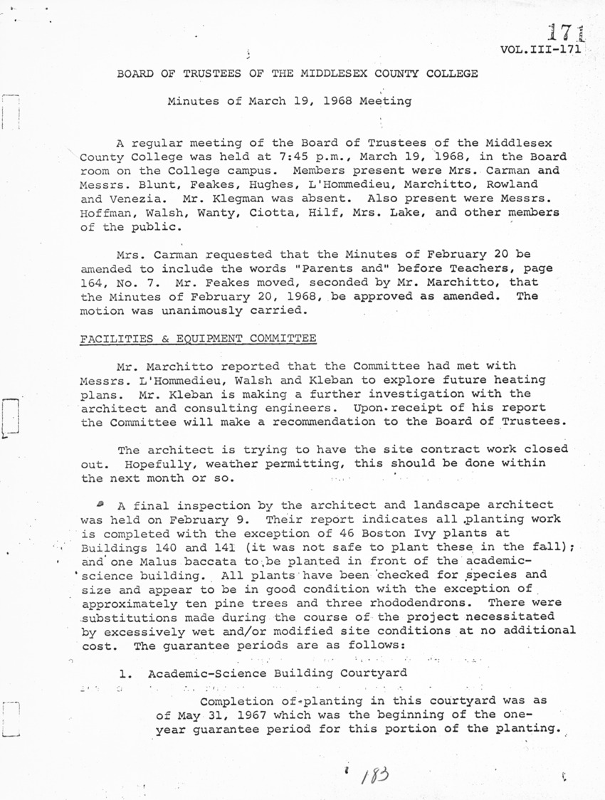 Board of Trustees Meeting Minutes March 1968 - New Page
