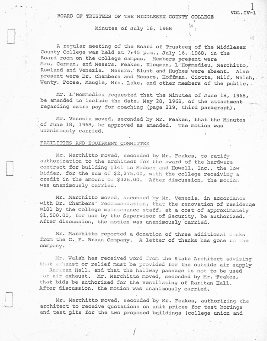 Board of Trustees Meeting Minutes July 1968 - New Page
