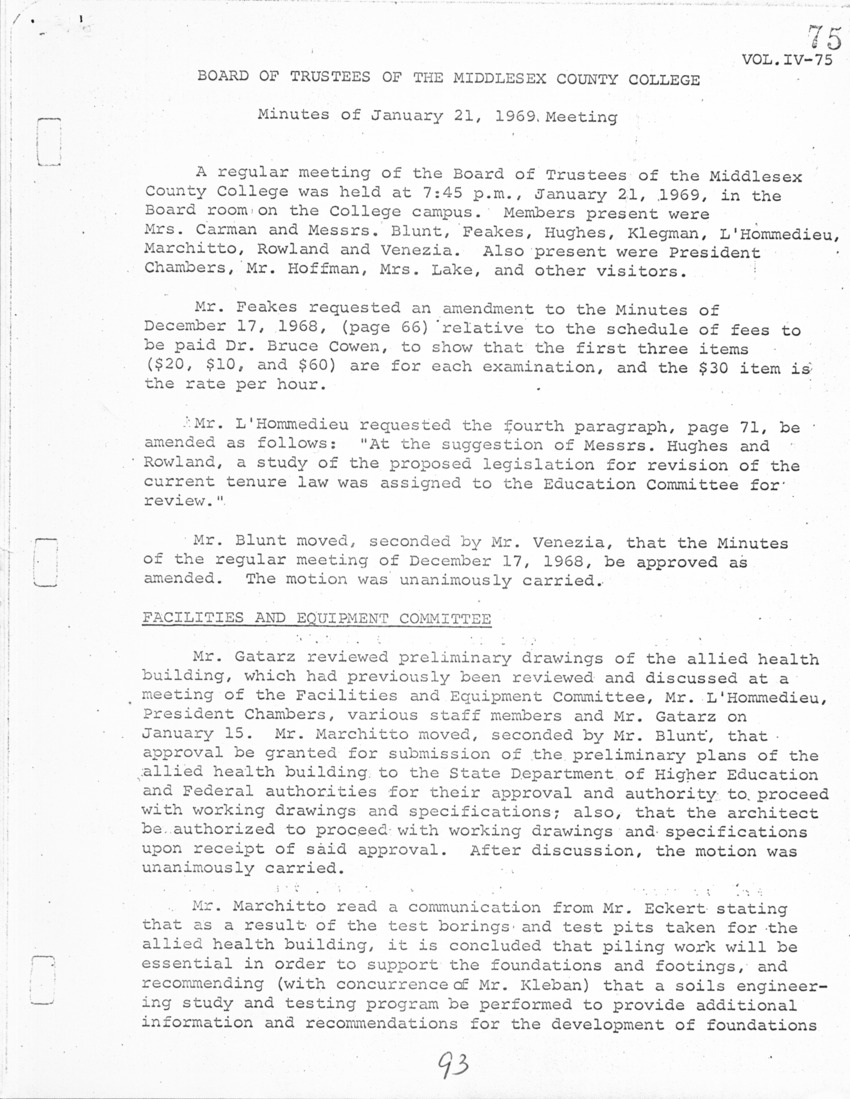 Board of Trustees Meeting Minutes January 1969 - New Page