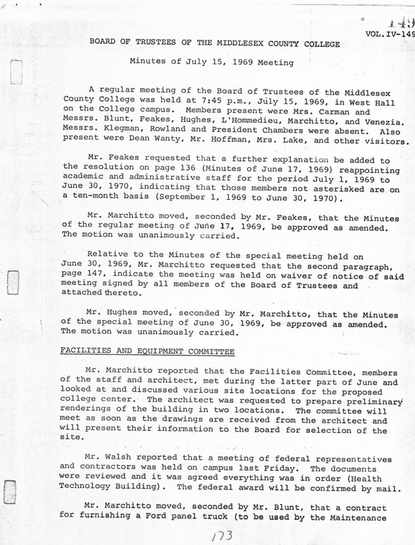 Board of Trustees Meeting Minutes July 1969 - New Page