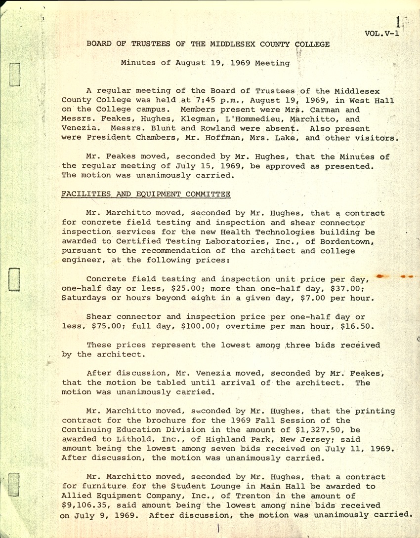 Board of Trustees Meeting Minutes August 1969 - New Page