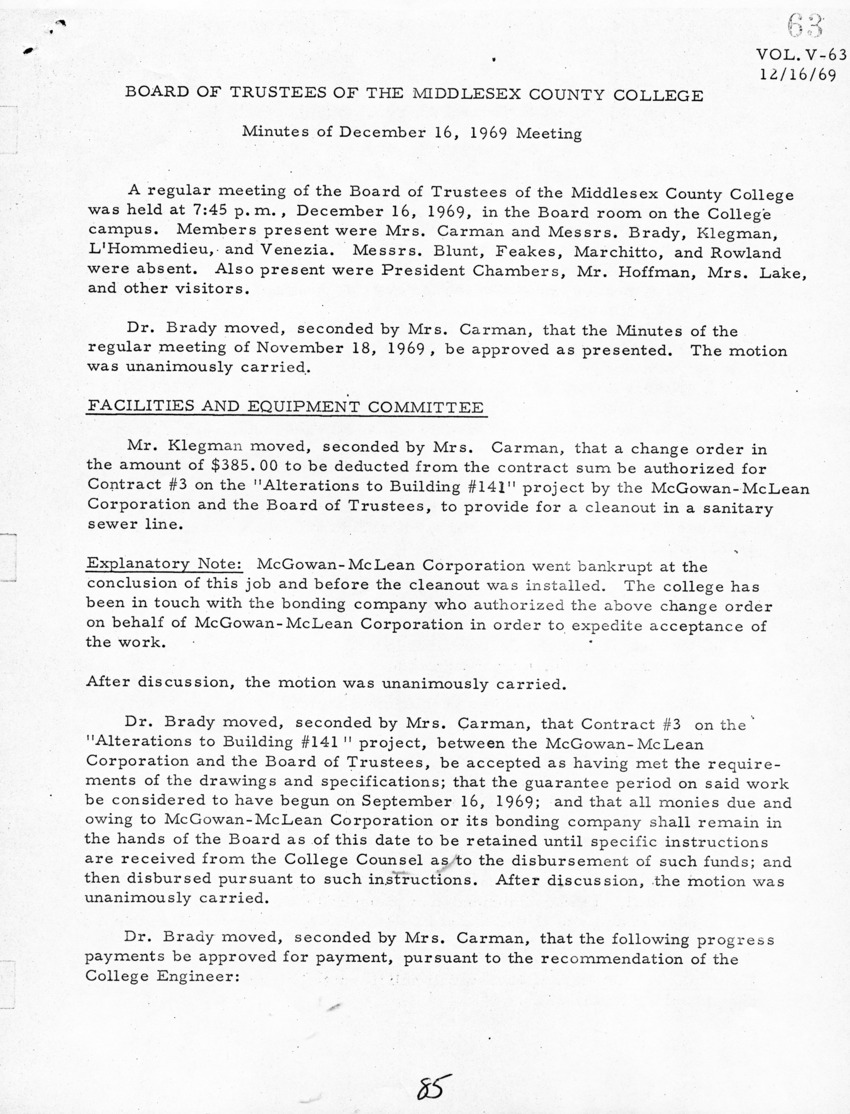 Board of Trustees Meeting Minutes December 1969 - New Page