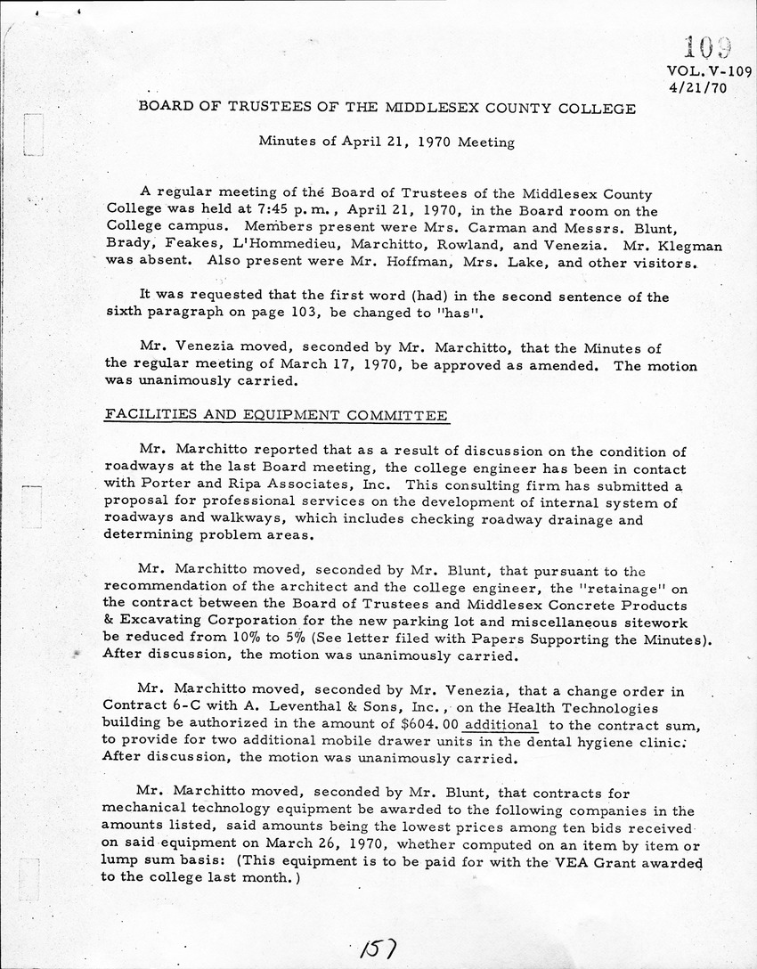 Board of Trustees Meeting Minutes April 1970 - New Page