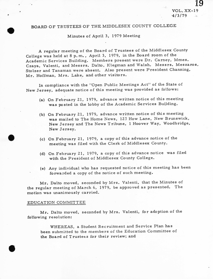 Board of Trustees Meeting Minutes April 1979 - New Page