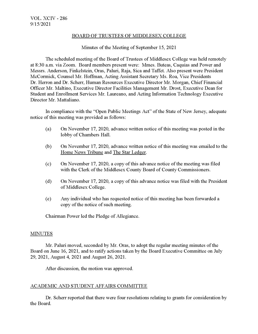 Board of Trustees Meeting Minutes September 2021 - New Page
