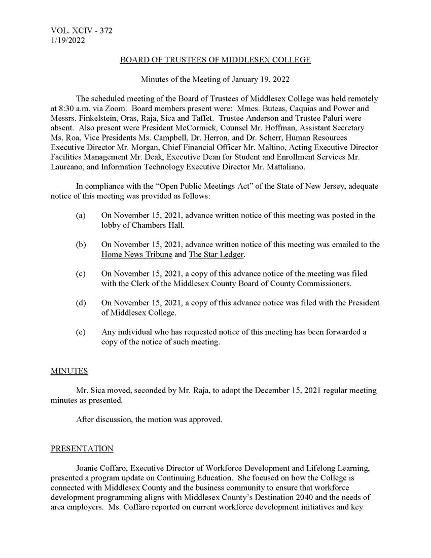 Board of Trustees Meeting Minutes January 2022 - New Page