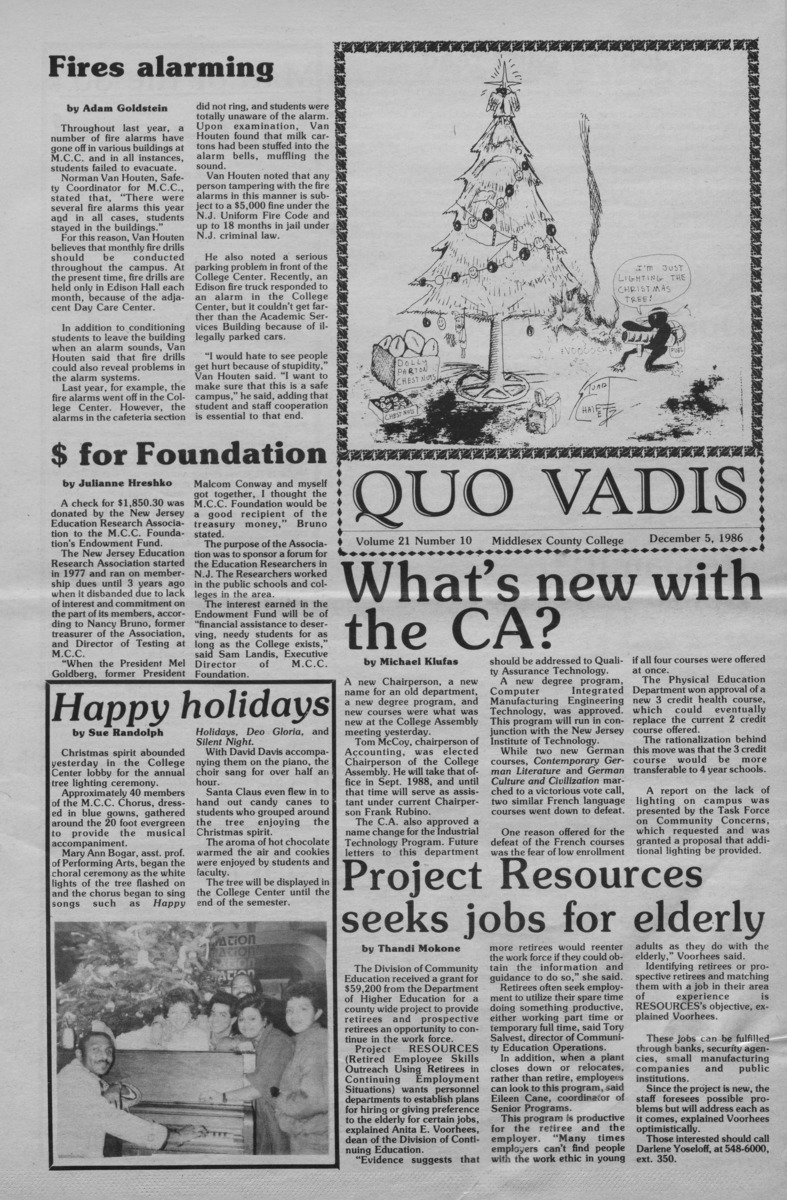 Quo Vadis -  vol.  21 no. 10 -  Fall 1986 - Page 1